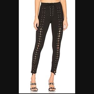 LPA Leggings 489 Black Lace-Up Skinny Pants